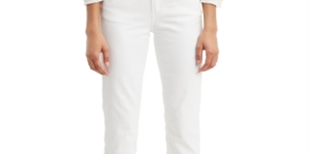 Calça jeans Levi's Boyfriend com acabamento em tachas, branca, tamanho 6-W28