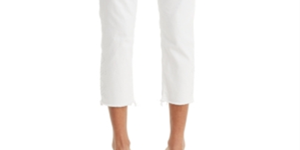 Calça jeans Levi's Boyfriend com acabamento em tachas, branca, tamanho 6-W28