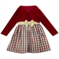Vestido xadrez para meninas grandes, edições raras, com cardigan vermelho, tamanho 8