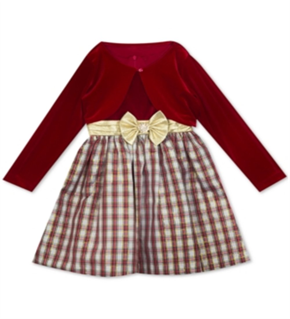 Vestido xadrez para meninas grandes, edições raras, com cardigan vermelho, tamanho 8