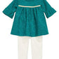 Conjunto de túnica de renda e leggings com babados First Impressions para meninas, 2 peças, verde, tamanho 6-9 meses