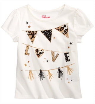 Epic Threads Little Girl's Love Flags T-Shirt White Size 6X