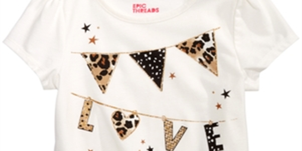 Camiseta infantil feminina Epic Threads Love Flags, branca, tamanho 3T