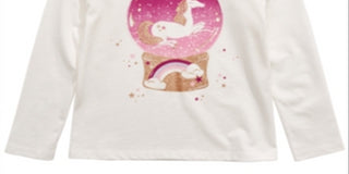 Epic Threads Little Girl's Unicorn Snow Globe T-Shirt White Size 6