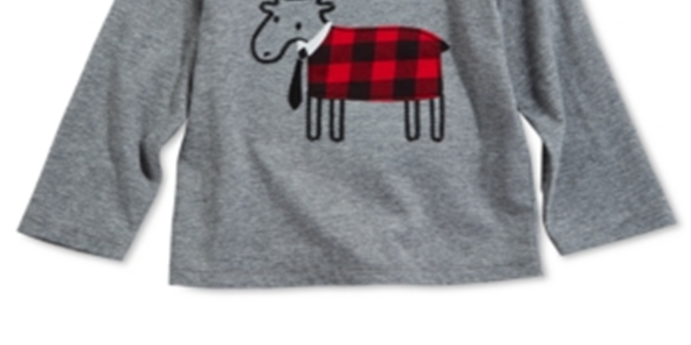 Camiseta infantil First Impressions com apliques de alce para meninos, cinza, tamanho 24 meses