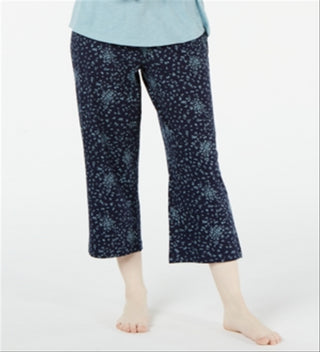 Calça de pijama feminina Charter Club com estampa floral em malha de algodão, azul escuro, tamanho P