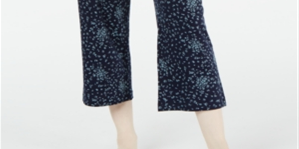 Calça de pijama feminina Charter Club com estampa floral em malha de algodão, azul escuro, tamanho P
