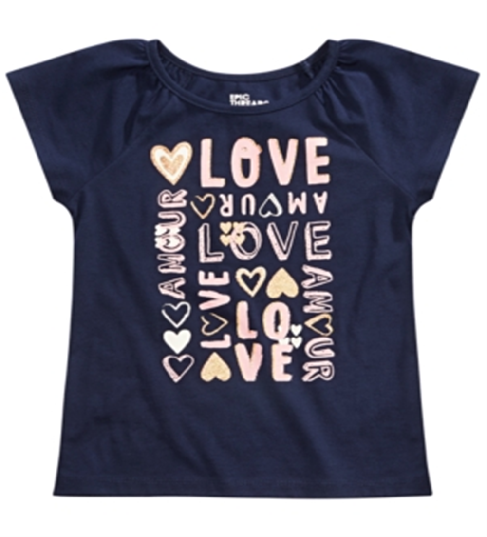Camiseta infantil Epic Threads Little's Love - Azul Peacoat, tamanho 6