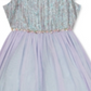 Vestido metálico com ombros descobertos para meninas, edição rara, roxo, tamanho 5