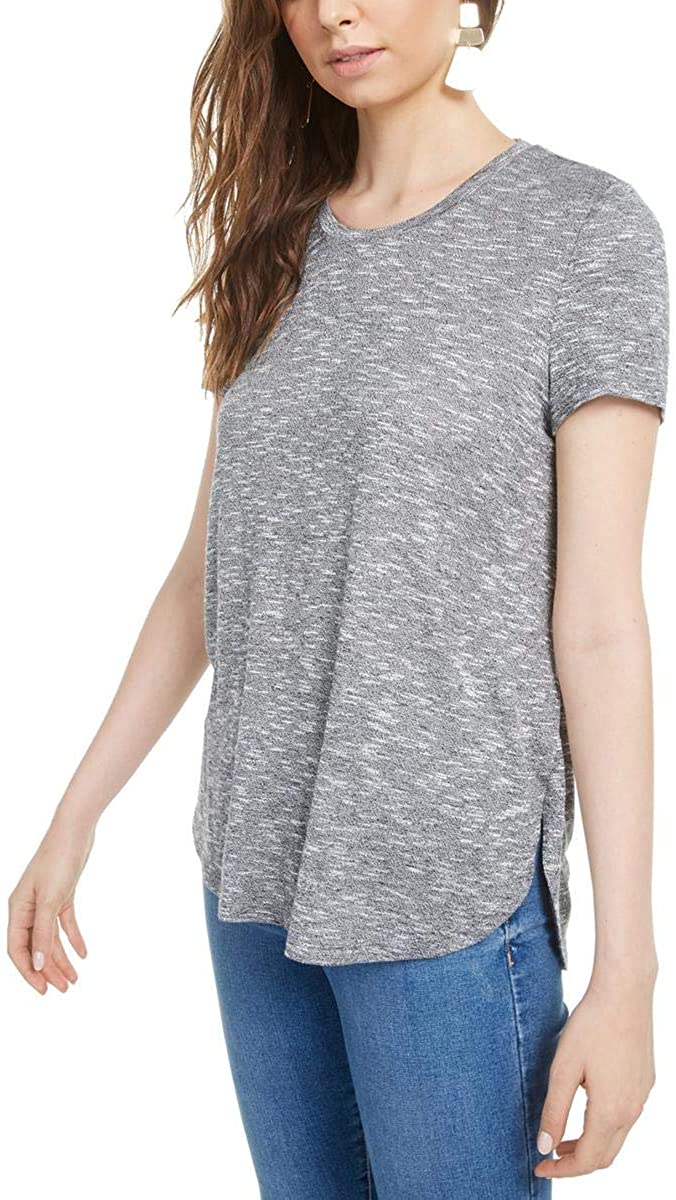Camiseta feminina Bar III mesclada cinza tamanho grande