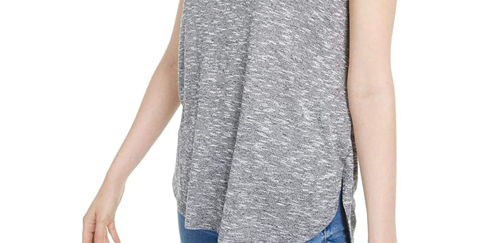 Camiseta feminina Bar III mesclada cinza tamanho grande