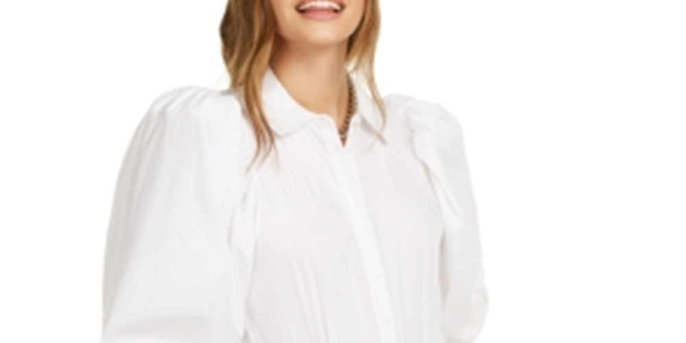 Body feminino Danielle Bernstein com manga bufante, branco, tamanho X-S