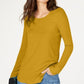 Camiseta feminina canelada de manga comprida INC International Concepts, amarela, tamanho X-S