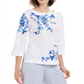 Blusa feminina bordada com manga dividida Charter Club, azul, tamanho XX-G