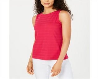 Charter Club Women's Textured Cotton Tank Top Pink Size -Petite L