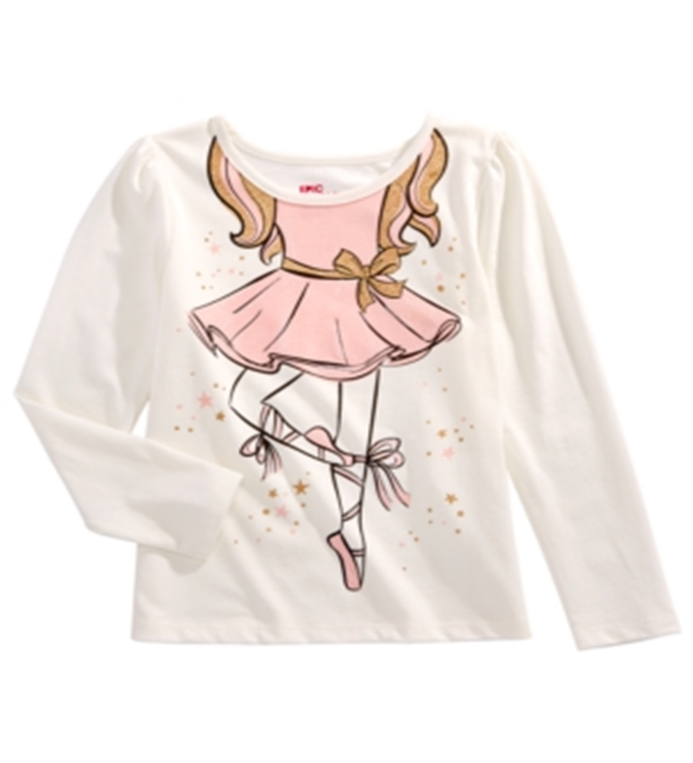 Camiseta bailarina infantil Epic Threads, branca, tamanho 6