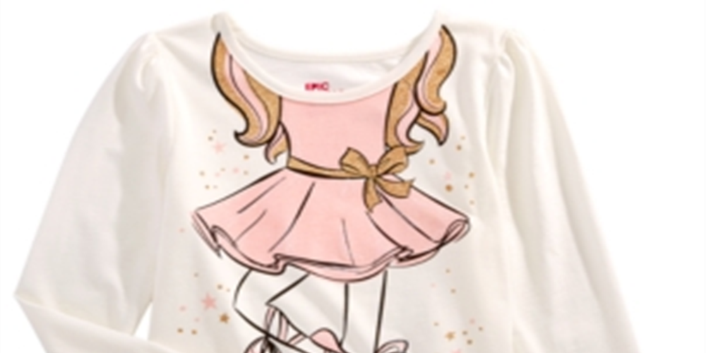 Camiseta bailarina infantil Epic Threads, branca, tamanho 6