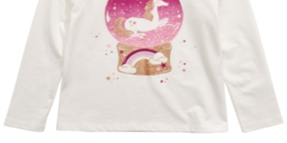 Camiseta infantil feminina Epic Threads Unicórnio Globo de Neve, tamanho 2T, branca
