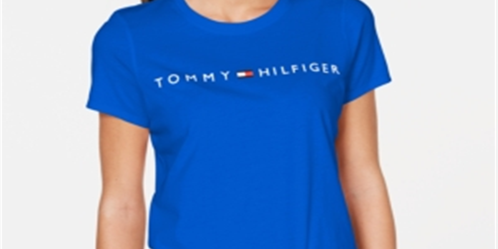 Camiseta Tommy Hilfiger Sport Feminina Gola Redonda Estampada Azul Tamanho Médio