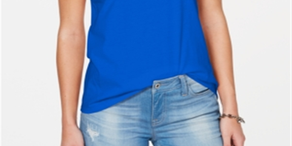 Camiseta Tommy Hilfiger Sport Feminina Gola Redonda Estampada Azul Tamanho Médio