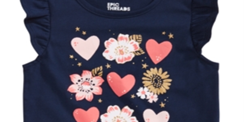 Camiseta infantil Epic Threads com estampa de corações para meninas, azul, tamanho 3T