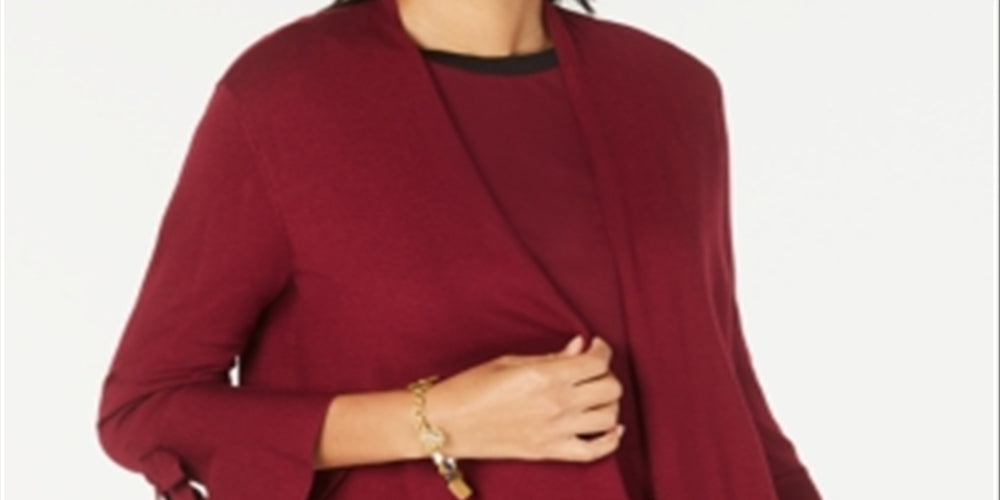 Cardigan feminino Alfani com manga amarrada, marrom, tamanho pequeno P