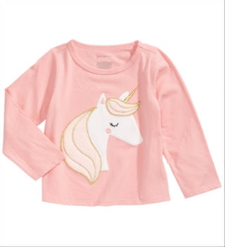 Camiseta de algodão unicórnio First Impressions para bebê menina, rosa, tamanho 6-9 meses