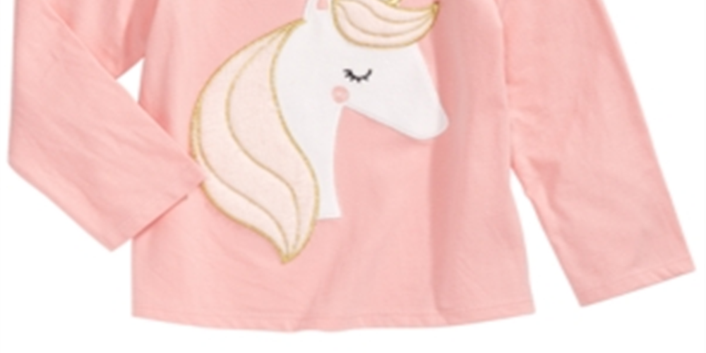 Camiseta de algodão unicórnio First Impressions para bebê menina, rosa, tamanho 6-9 meses