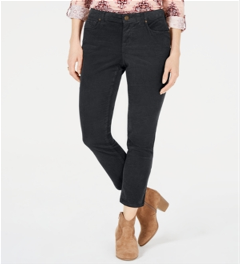 Calça de veludo cotelê com controle de barriga feminina Style &amp; Co, cinza, tamanho 8, pequena