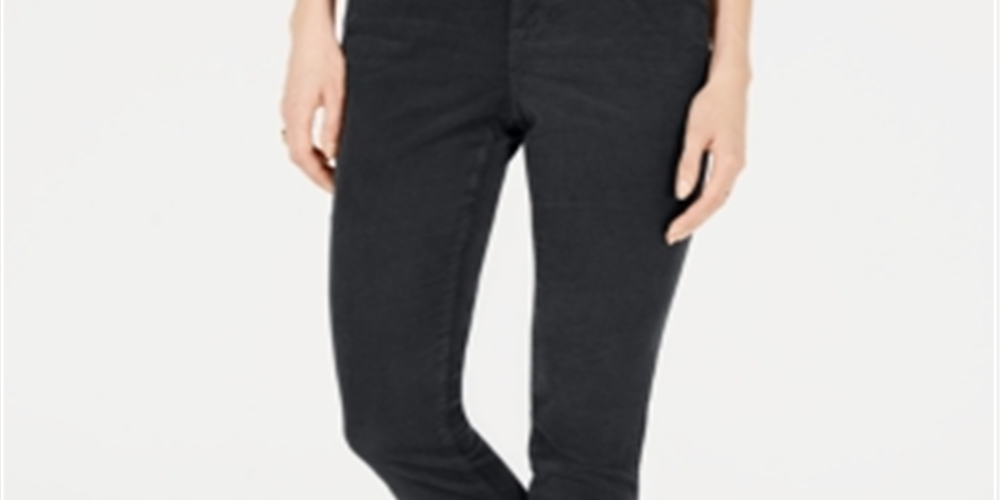Calça de veludo cotelê com controle de barriga feminina Style &amp; Co, cinza, tamanho 8, pequena