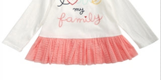 First Impressions Baby Girl's Family Print Cotton Peplum T-Shirt White Size 6-9MOS