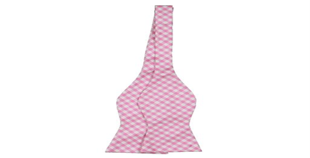 Gravata borboleta masculina Tommy Hilfiger de seda xadrez rosa tamanho regular