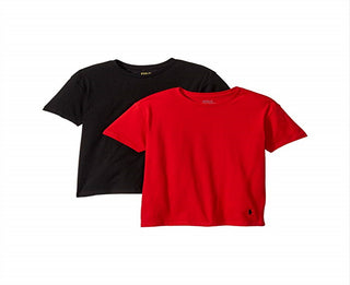 Pacote com 2 cuecas Ralph Lauren Boy's Crew Tee - Vermelho/Cinza, tamanho médio