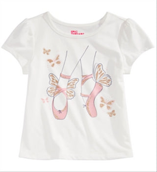 Epic Threads Little Girl's Ballet Slippers T-Shirt White Size 5