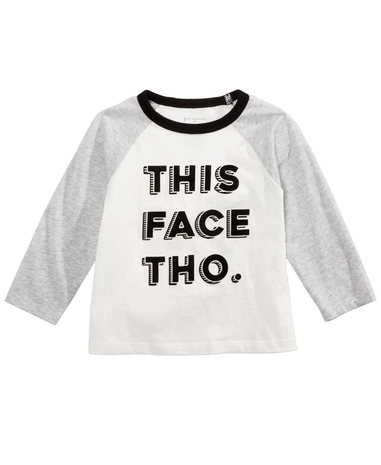 Camiseta infantil de algodão com estampa This Face da First Impressions para meninos, tamanho 2T