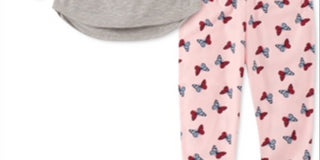 Conjunto de pijama borboleta Tommy Hilfiger para bebês, 2 peças, tamanho 2XS, cinza