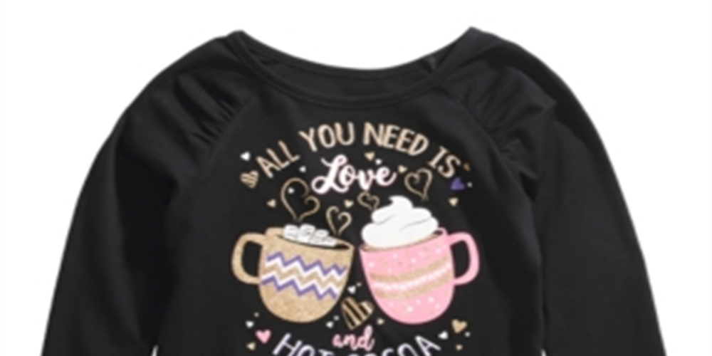 Camiseta infantil Epic Threads Love &amp; Hot Cocoa para meninas, preta, tamanho 3T