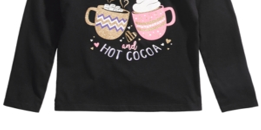 Camiseta infantil Epic Threads Love &amp; Hot Cocoa para meninas, preta, tamanho 3T