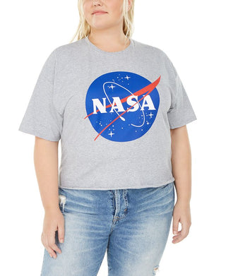 Camiseta feminina Love Tribe com estampa da NASA, cinza, tamanho 1X