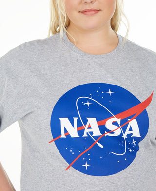 Camiseta feminina Love Tribe com estampa da NASA, cinza, tamanho 1X