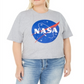 Camiseta feminina Love Tribe com estampa da NASA, cinza, tamanho 1X