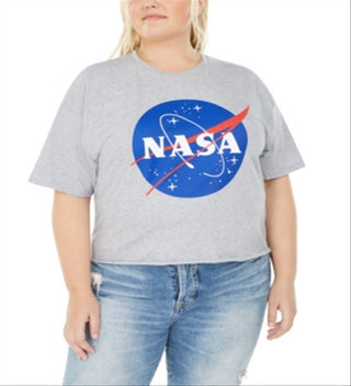 Camiseta feminina Love Tribe com estampa da NASA, cinza, tamanho 1X