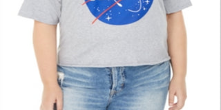 Camiseta feminina Love Tribe com estampa da NASA, cinza, tamanho 1X