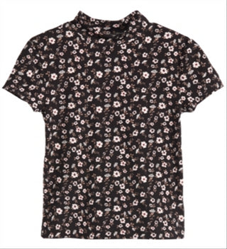 Camiseta estampada floral Epic Threads Big Girl's, preta, tamanho médio