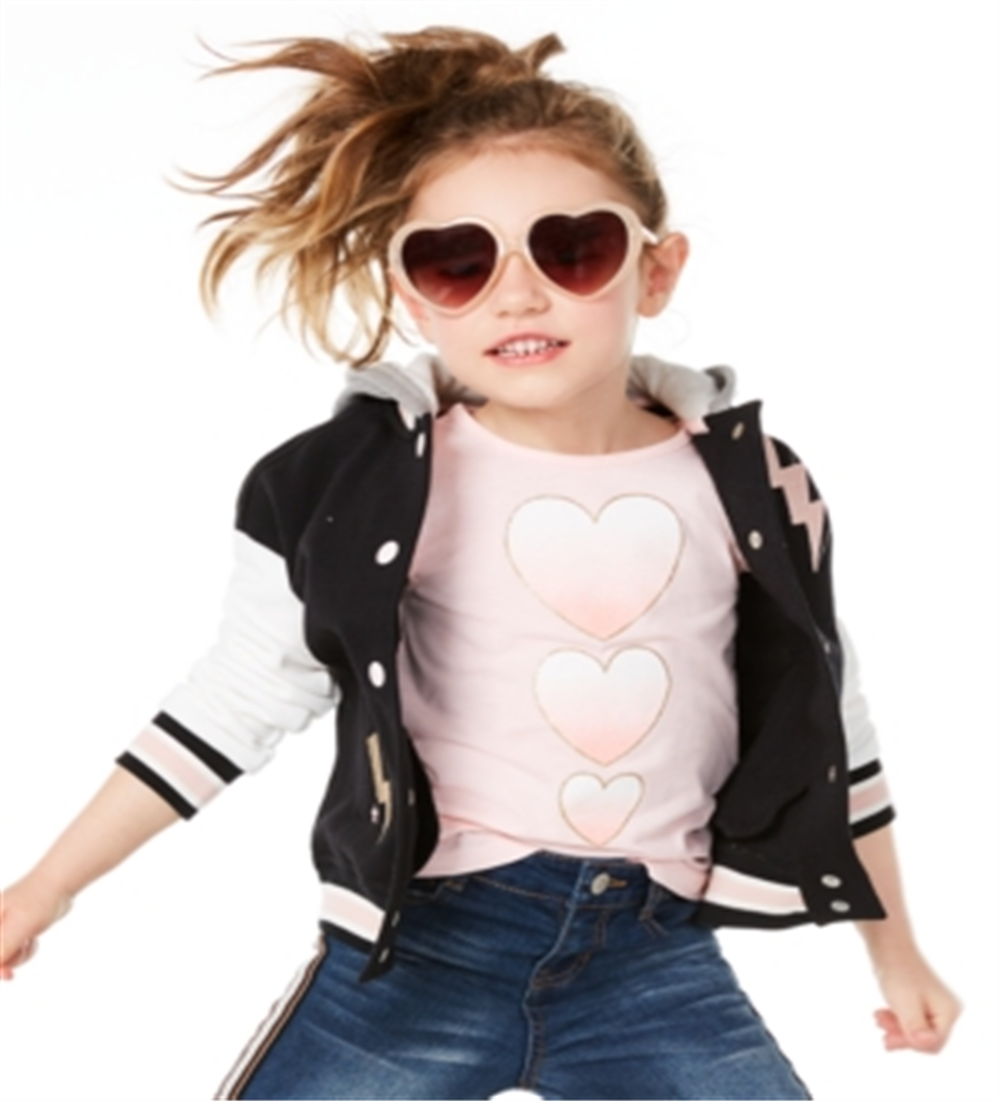 Camiseta estampada com corações para meninas Epic Threads, rosa, tamanho 5