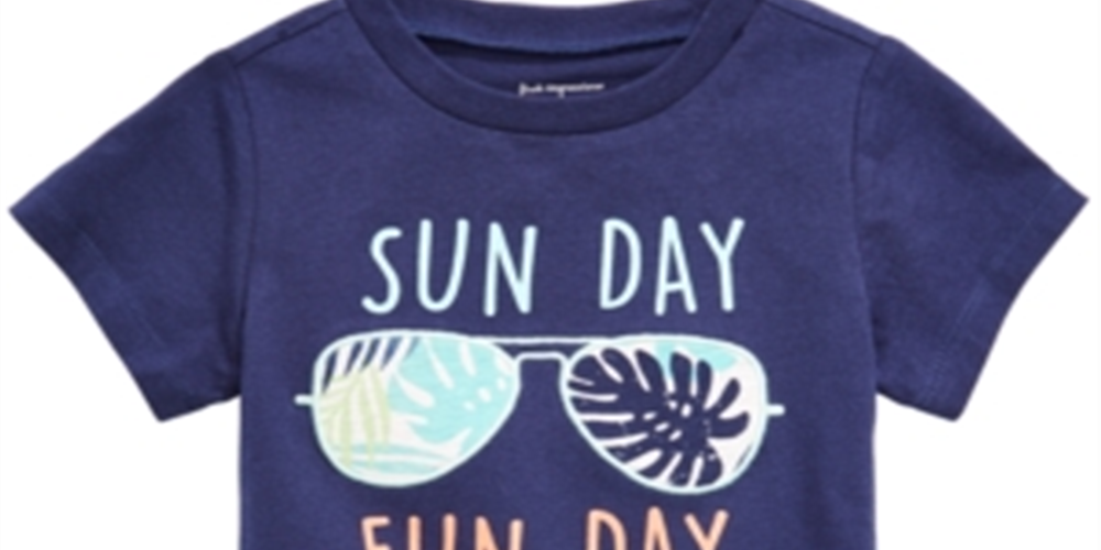 Camiseta estampada First Impressions Baby Boy's Fun Day, azul, tamanho 18 meses