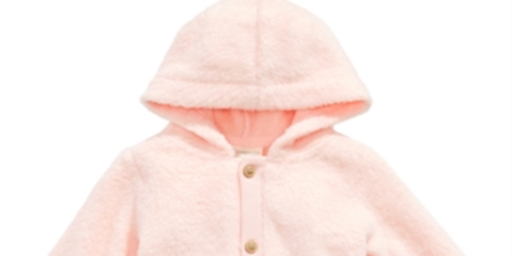 Primeiras impressões Cardigan com capuz de pele sintética para bebê menina rosa tamanho 0-3 meses