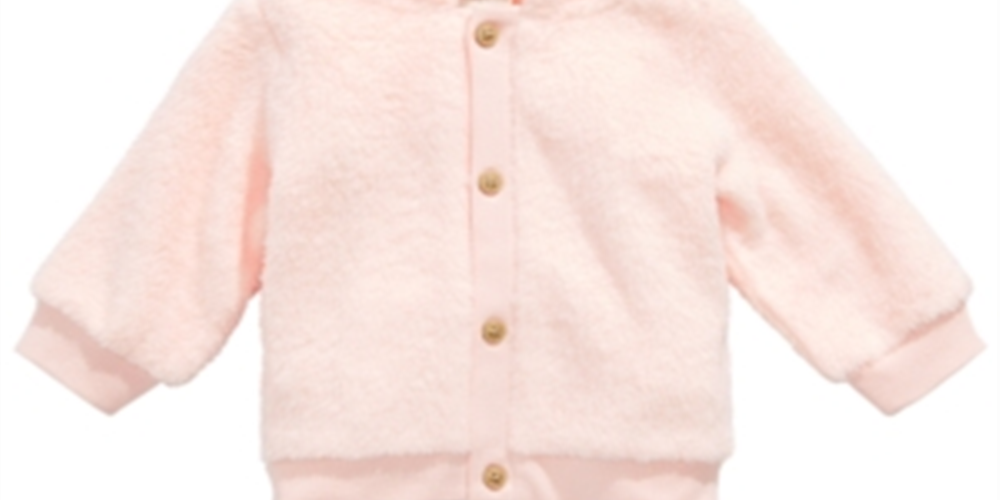 Primeiras impressões Cardigan com capuz de pele sintética para bebê menina rosa tamanho 0-3 meses