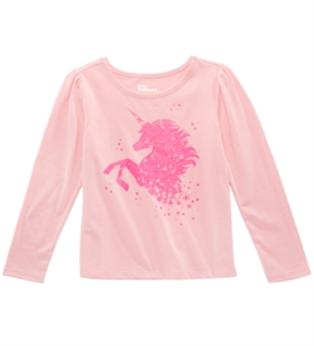 Camiseta infantil Epic Threads Unicórnio Glitter Rosa Tamanho 5