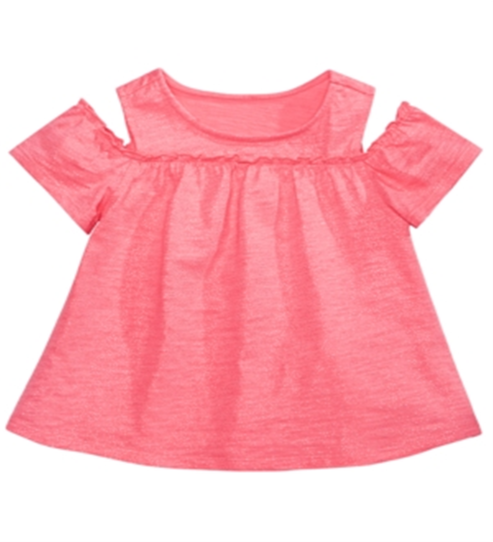 Túnica de algodão com ombros descobertos First Impressions para bebê menina, rosa, tamanho 24 meses